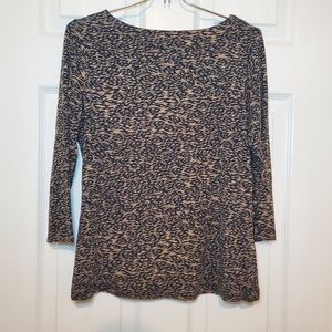 Elie Tahari Boat Neck Three-Quarter Blouse In Abstract Skin Sz S